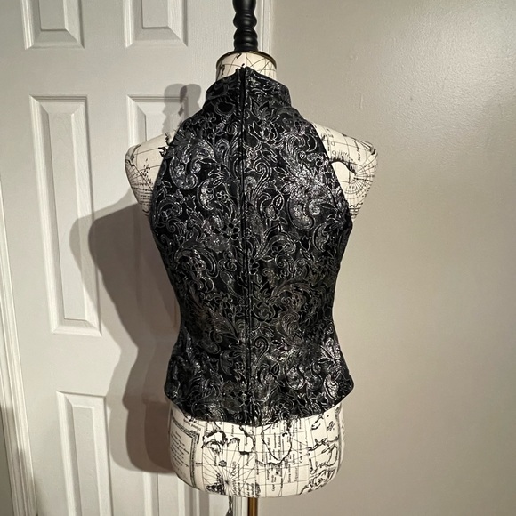 Brocade Jacquard Vintage Formal Evening Mock Victorian Steampunk Floral Print - Picture 3 of 4